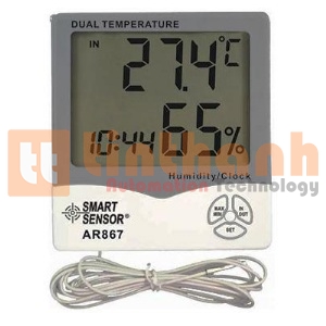 Thiết bị đo nhiệt độ, độ ẩm, đồng hồ để bàn Smart Sensor AR867