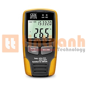Bộ ghi dữ liệu nhiệt độ và độ ẩm CEM DT-172TK (-40~70°C, 0~100%RH, -200~1370°C(loại K))