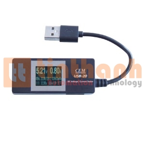 Thiết bị kiểm tra dòng điện/điện áp DC CEM USB-20 (3~9V, 0~3A)